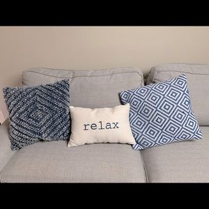 Set of 3 Blue Throw Pillows